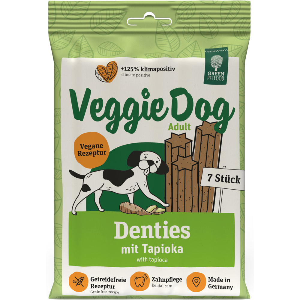 13er-VE Hunde Zahnpflege Snack VeggieDog Denties NICHT BIO 180g Green Petfood - Bild 1