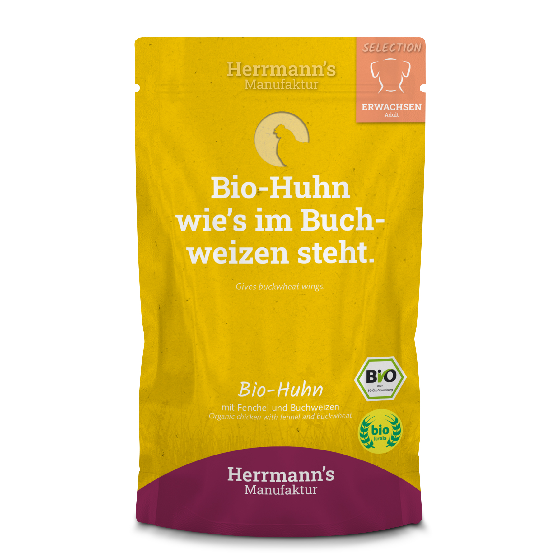 15er-VE Hundefutter Bio Huhn mit Fenchecl und Buchweizen 150g Herrmann's - Bild 1