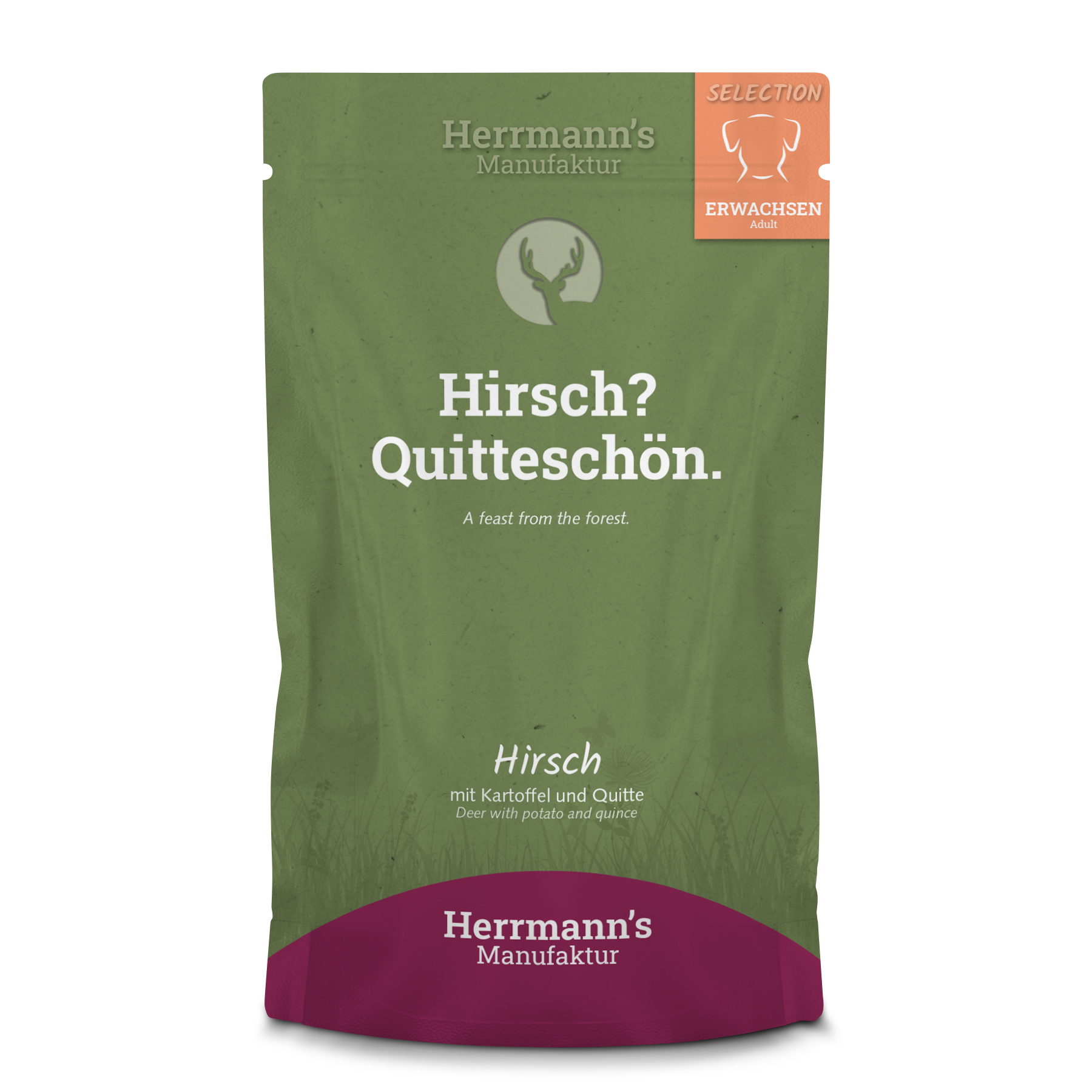 15er-VE Hundefutter Hirsch NICHT BIO mit Kartoffel und Quitte 150g Herrmann's - Bild 1