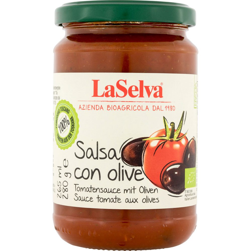 3er-SET  Salsa con Olive-Bio Tomatensauce mit Oliven 280g La Selva - Bild 1