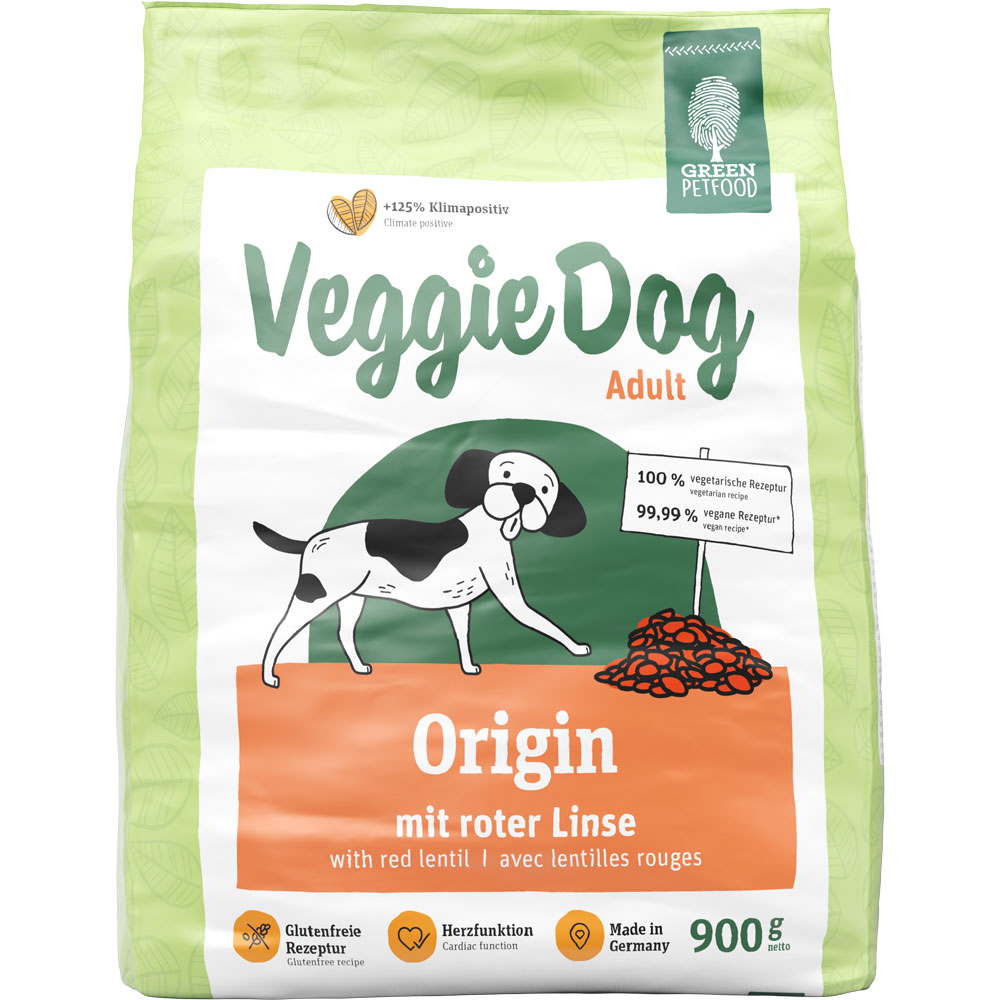 3er-SET Trockenfutter Hund VeggieDog Origin (nicht Bio) 900g Green Petfood - Bild 1