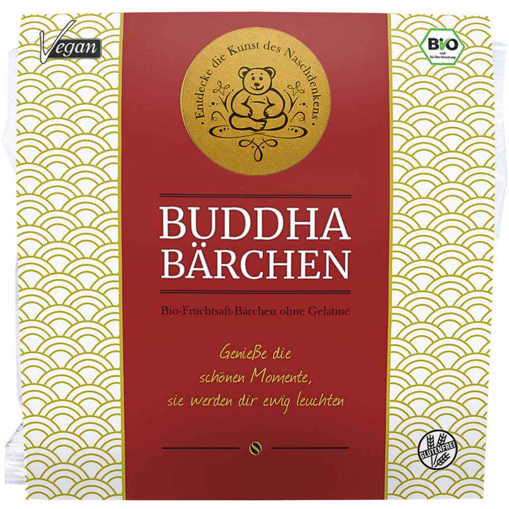 4er-SET Bio-Buddha-Bärchen, vegan, rote Banderole 75g Buddha-Bärchen - Bild 1