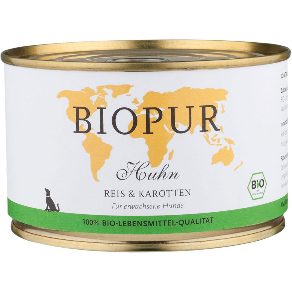 4er-SET Huhn, Reis & Karotten 400 g BioPur Bio Hundefutter - Bild 1