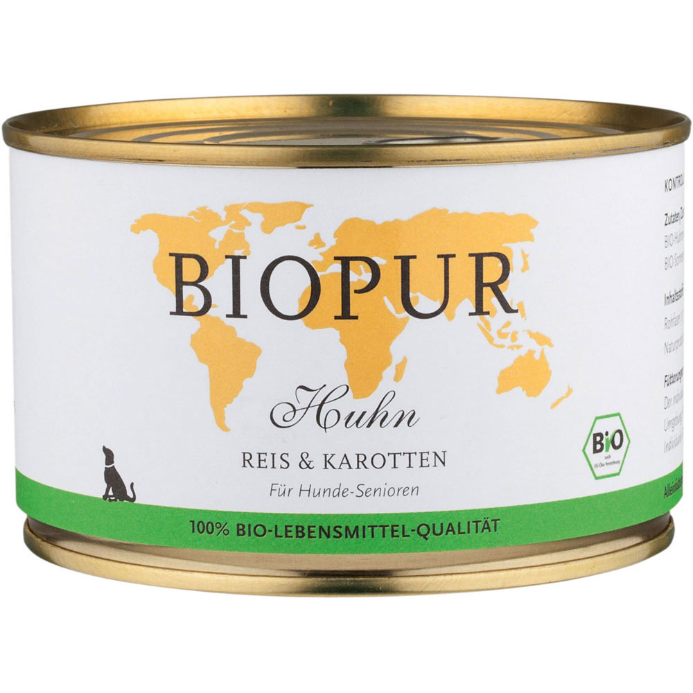 4er-SET Senior: Huhn, Reis & Karotten 400 g BioPur Bio Hundefutter - Bild 1