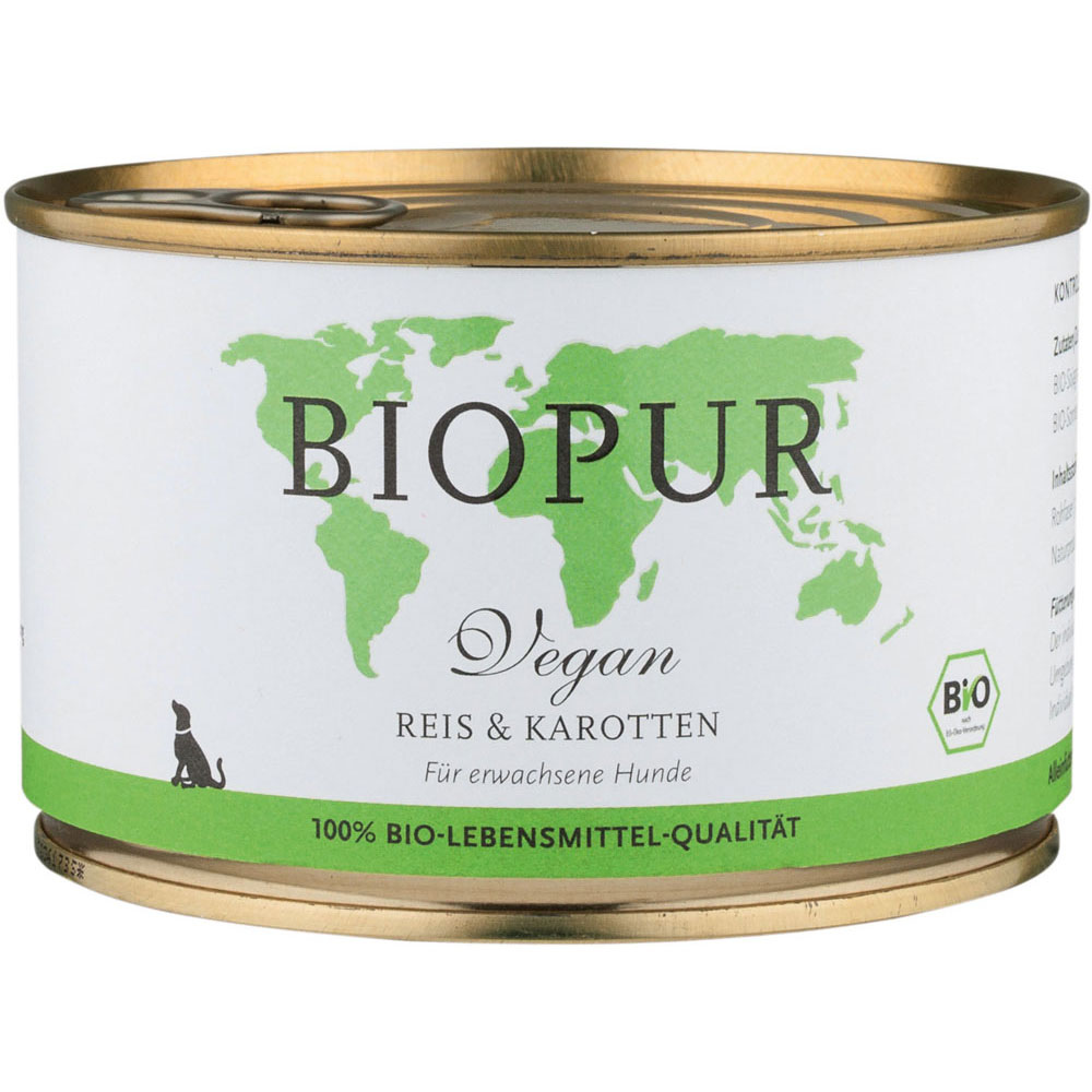 4er-SET Vegan mit Reis & Karotten 400 g BioPur Bio Hundefutter - Bild 1
