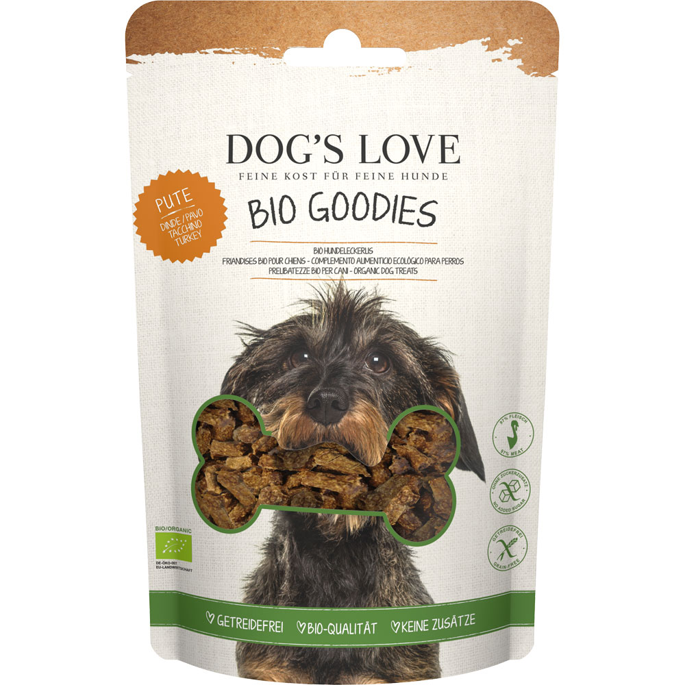 6er-VE Bio Goodies (Hundeleckerli) Pute 150g Dog's Love - Bild 1